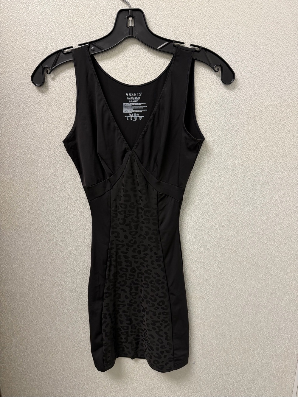 SPANX Black Leopard-Panel Shaping Slip Dress